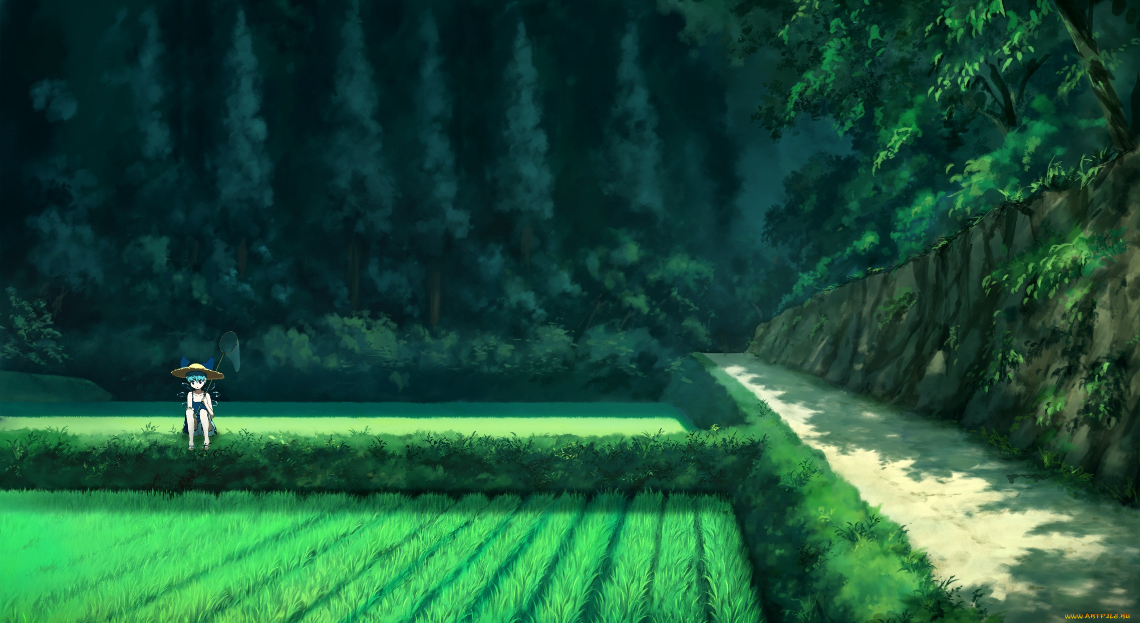 Рисовое поле аниме
